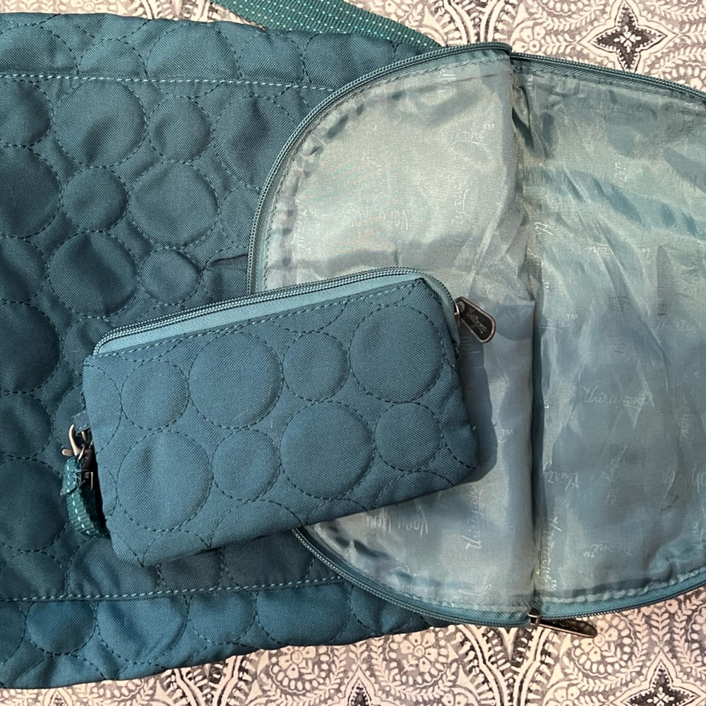 Thirty-one bag crossbody/backpack convertible with matching wallet Teal like new